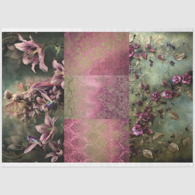 Die Lilie, Märchen-Fantasie-Collage Seidenpapier (Vorderseite)