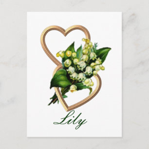 Die Lily des Tals mit zwei Herzen Postkarte