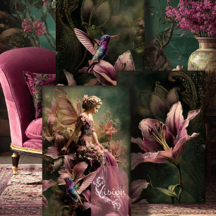 Die Lily Märchen Fantasy Kolibri & Floral Geschenkpapier Set