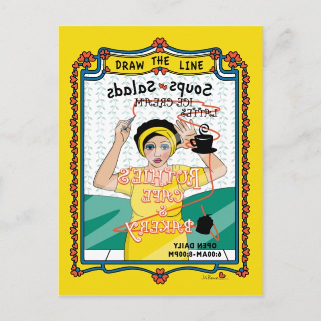 Die Line_B_ Postkarte gezeichnet (Vorderseite)