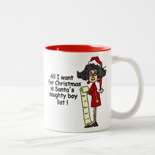 Die Liste der schüchternen Jungen des Weihnachtsma Zweifarbige Tasse