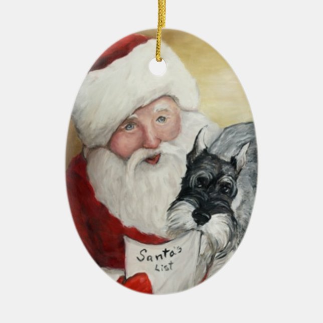 Die Listen-Hundekunst-Weihnachtsverzierung Keramik Ornament (Vorne)