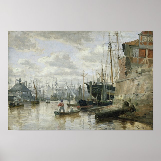 Die Log-Kabine im Hamburger Hafen, 1848 Poster (Vorne)