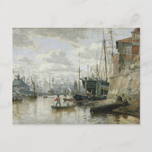 Die Log-Kabine im Hamburger Hafen, 1848 Postkarte (Vorderseite)