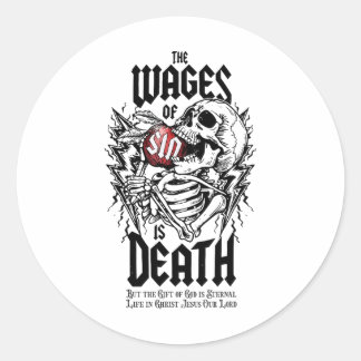 Die Löhne des Sohnes sind das Todesskelett Runder Aufkleber