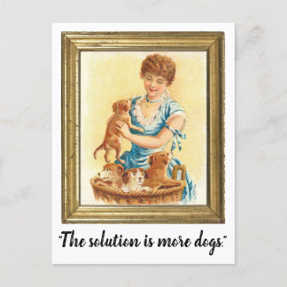 "Die Lösung ist mehr Hunde" Funny Postcard Postkarte