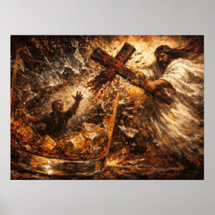 Die Lösung: Whiskeyglas göttliche Rettungskunst Poster