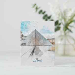 Die Louvre Paris Postkarte – Vintage Retro Reise