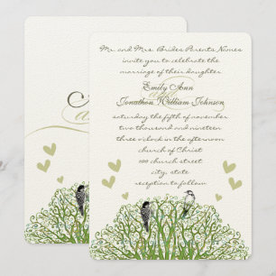 Die Love Bird Green Tree Einladung Hochzeit
