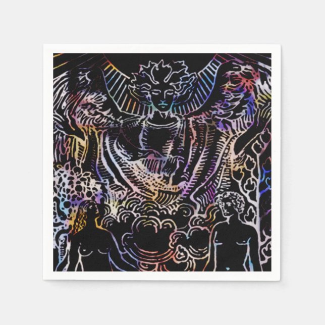 Die Lovers Tarot Card Black Serviette (Vorderseite)