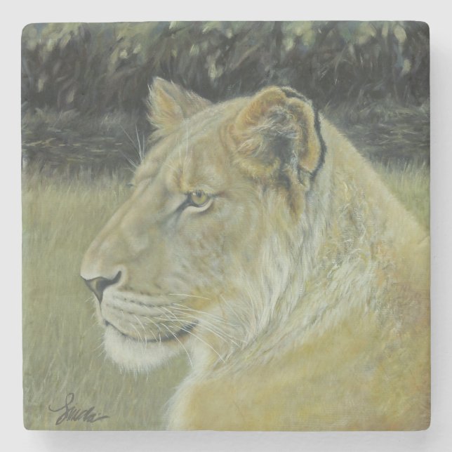 "Die Löwe-Königin-" Stein-Untersetzer Steinuntersetzer (Vorderseite)