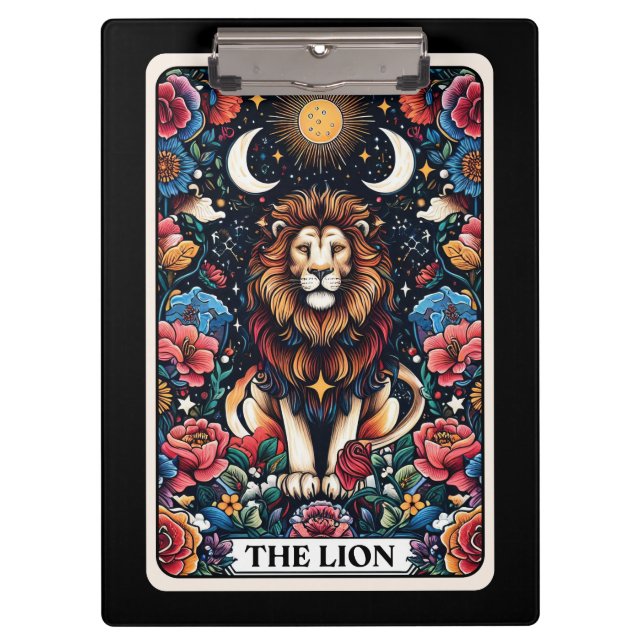 Die Löwentarotkarte – Kraft Major Arcana Klemmbrett (Vorderseite)