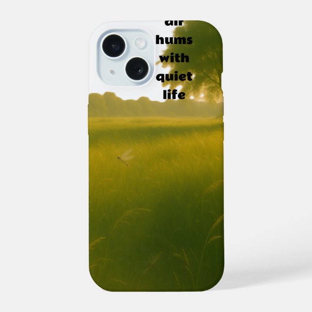 Die Luft summt mit leisem Leben iPhone 15 Hülle (Rückseite)