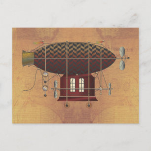 Die Luftschiff Petite Rouge Steampunk-Flugmaschine Postkarte