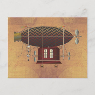 Die Luftschiff Petite Rouge Steampunk-Flugmaschine Postkarte