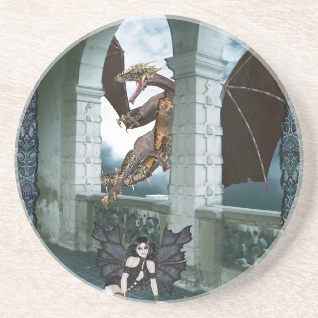 Die Lüge des Drachen Sandstein Untersetzer (Vorne)