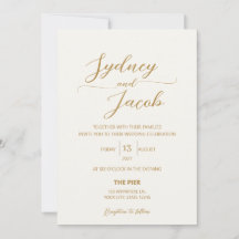 Die Lumiere: Gold- und Elfenbein-Hochzeitseinladun