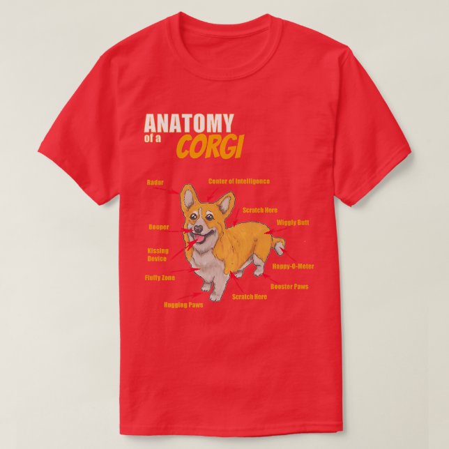 Die lustige Anatomie eines Corgi-Hundes für ihn un T-Shirt (Design vorne)