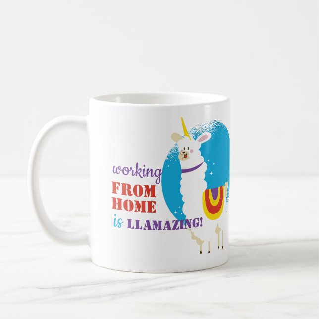 Die lustige Arbeit von Zuhause ist Llamazing Lama  Kaffeetasse (Links)