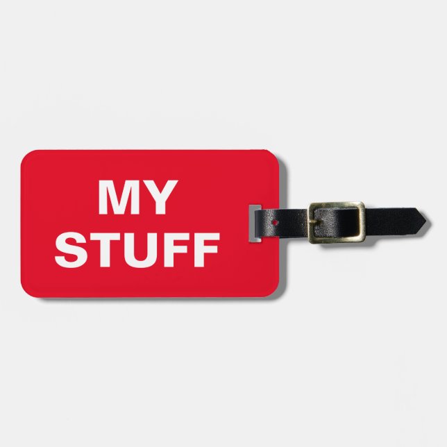 Die lustige Gepäckmarke mit "My Stuff" darauf Gepäckanhänger (Vorderseite horizontal)