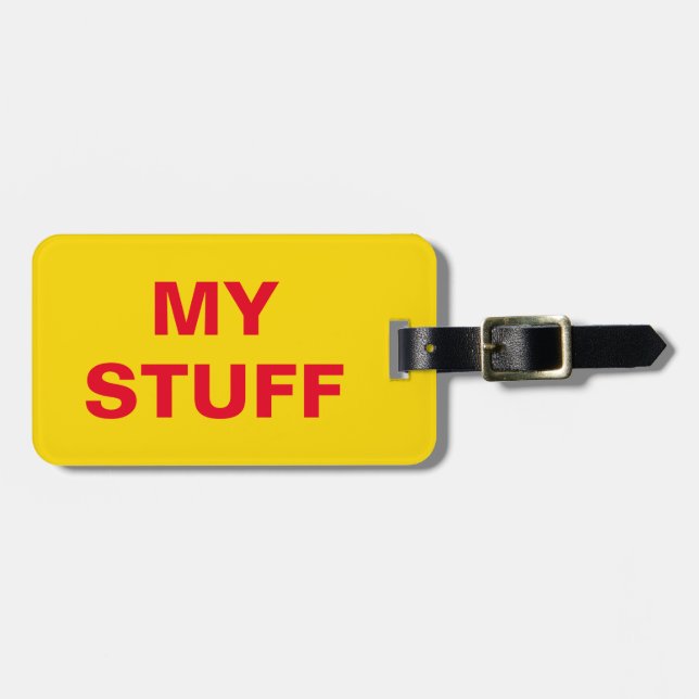 Die lustige Gepäckmarke mit "My Stuff" darauf Gepäckanhänger (Vorderseite horizontal)