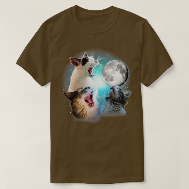 Die lustige Katze , Katzen, die sich auf dem Mond  T-Shirt (Design vorne)