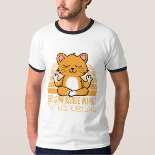 Die lustige niedliche Katze, die Yoga macht. T-Shirt