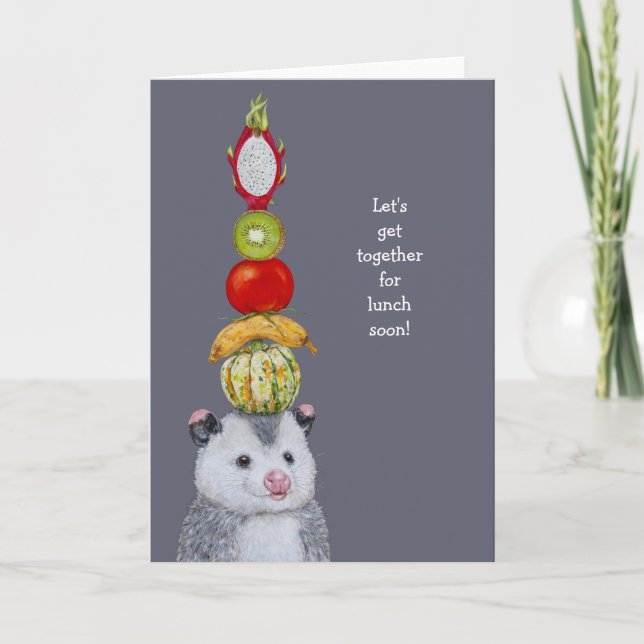 Die lustige Opossum-Karte lädt einen Freund zum Mi Karte (Vorderseite)