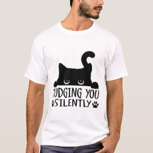 Die lustige schwarze Katze, die dich schweigend sa T-Shirt