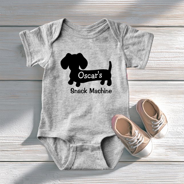 Die lustige Snackmaschine der Dackel Baby Strampler (Personalized dachshund baby outfit - snack machine - funny punny doxie baby gift)
