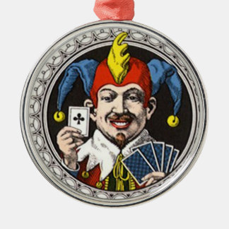 Die lustige Spielkartegraphik des Jokers Ornament Aus Metall