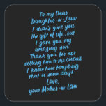 Die lustige Tochter im Jura zu meiner lieben Tocht Quadratischer Aufkleber<br><div class="desc">Die lustige Tochter im Jura zu meiner lieben Tochter im Jura</div>