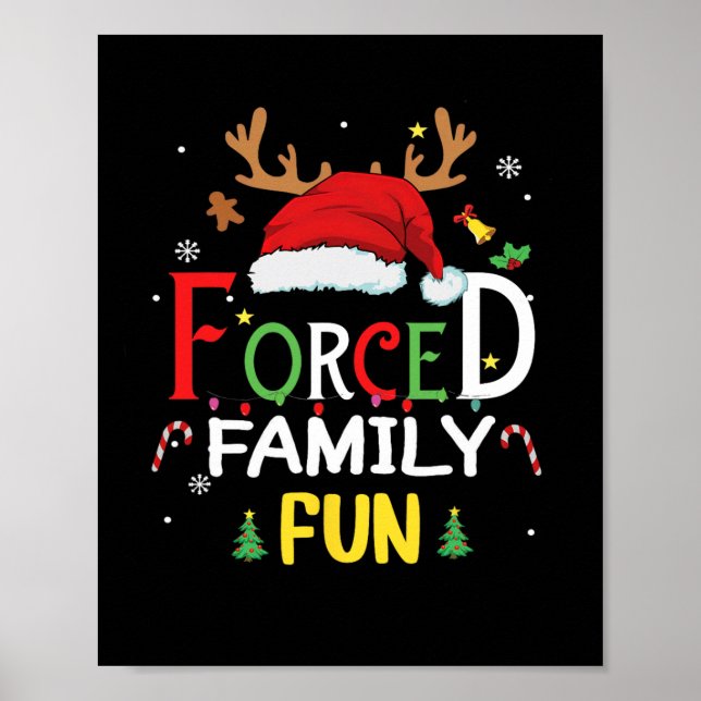 Die lustige Weihnachtsmannmütze zwang Familie Spaß Poster (Vorne)