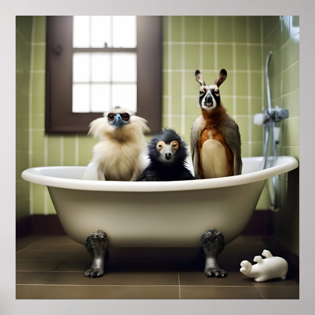 Die lustigen Tiere im Bad Poster (Vorne)