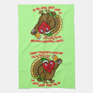 Die lustiger Feiertags-betrunkenes Türkei-Herz Geschirrtuch