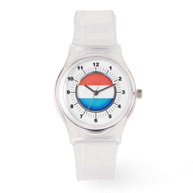 Die luxemburgische Flagge Sporty Pink Silicon Watc Armbanduhr (Vorderseite)