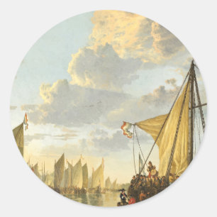 Die Maas bei Dordrecht Runder Aufkleber