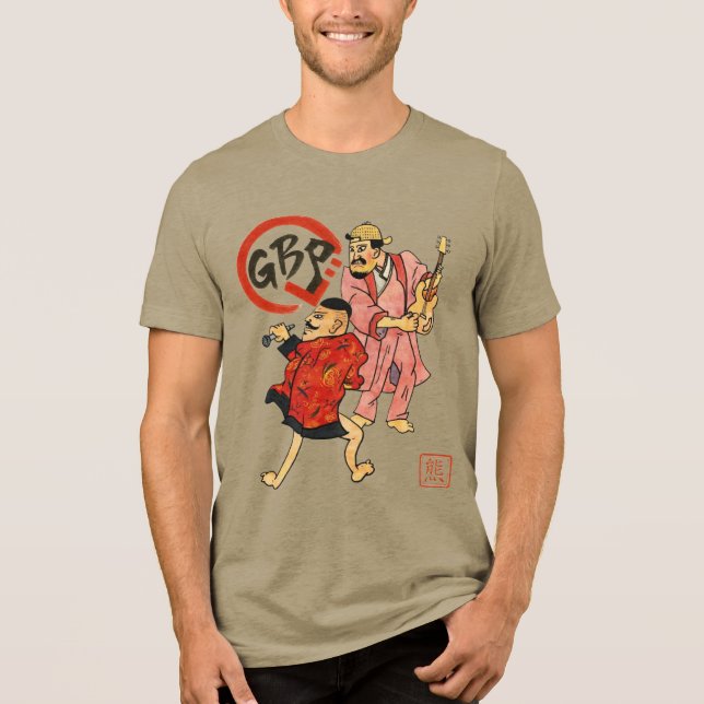 Die Maccaronin-Scroll-Krieger II Tri-Blend Shirt (Vorderseite)