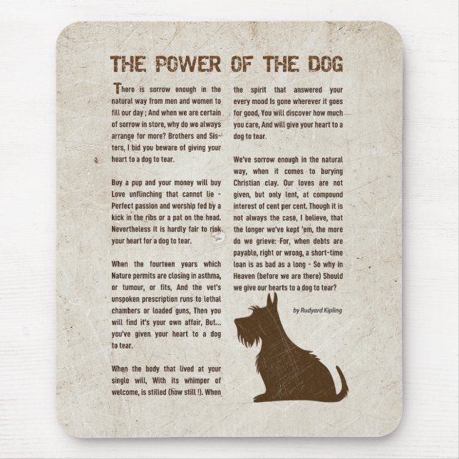 Die Macht des Hundes Gedicht - Rudyard Kipling  Mousepad (Vorne)