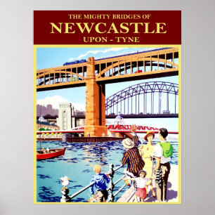 Die mächtigen Brücken von Newcastle, On-Tune, Vint Poster