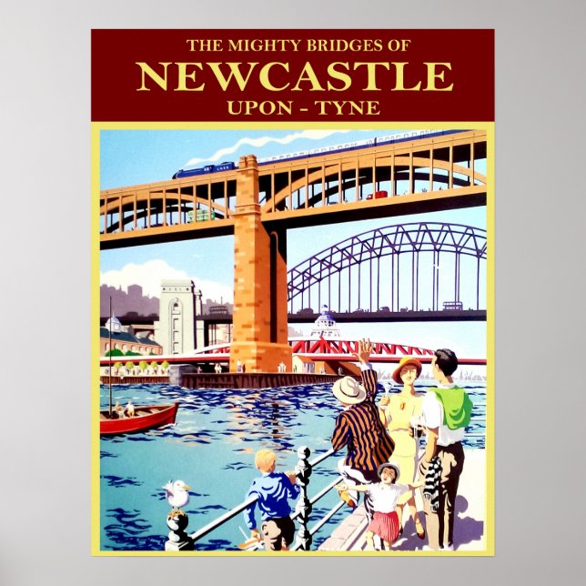 Die mächtigen Brücken von Newcastle, On-Tune, Vint Poster (Vorne)