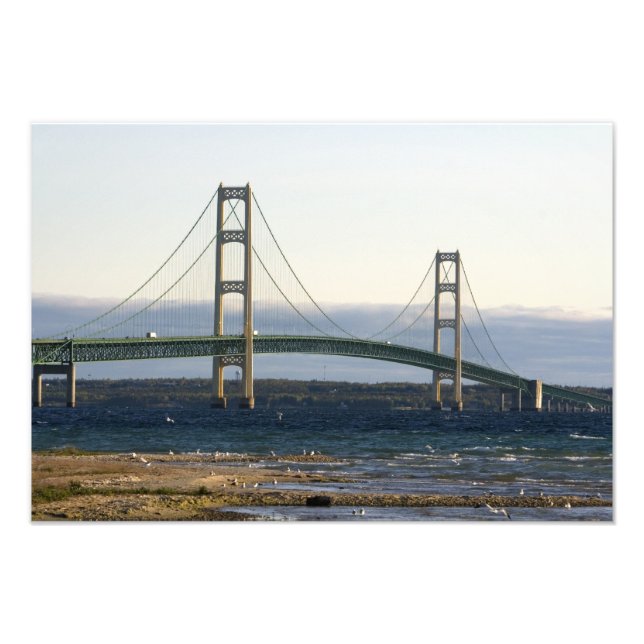 Die Mackinac-Brücke, die über die Straße von 4 Fotodruck (Vorne)