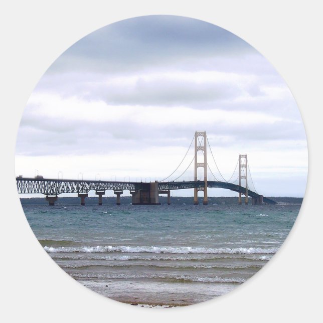 Die Mackinac-Brücke Runder Aufkleber (Vorderseite)