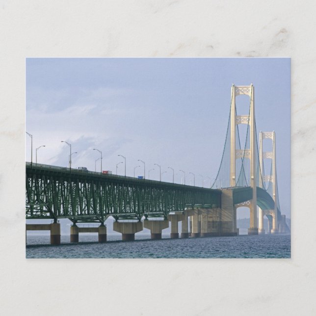 Die Mackinac-Brücke über die Straße 2 Postkarte (Vorderseite)