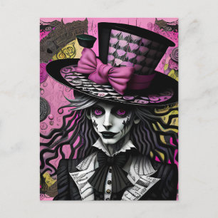 Die Mad Hatter Pink und Black Alice Inspiriert Postkarte