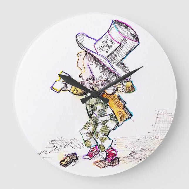 Die Mad Hatter Wall Clock Große Wanduhr (Vorderseite)