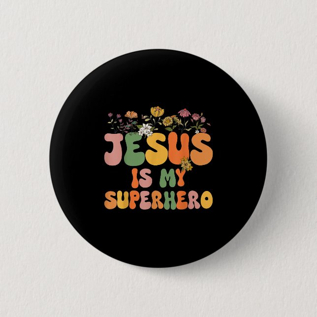 Die Mädchen Jesus ist mein Christlicher Superheld, Button (Vorderseite)