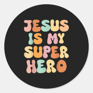 Die Mädchen Jesus ist mein Christlicher Superheld, Runder Aufkleber