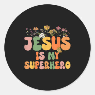 Die Mädchen Jesus ist mein Christlicher Superheld, Runder Aufkleber