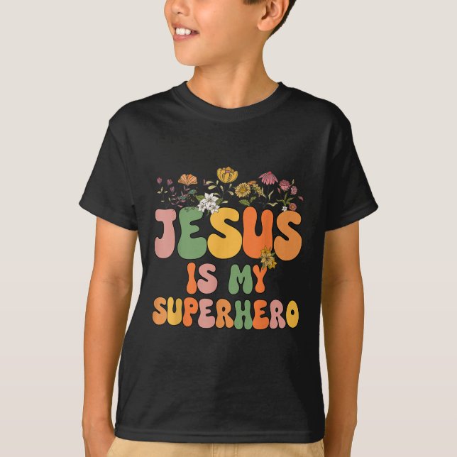 Die Mädchen Jesus ist mein Christlicher Superheld, T-Shirt (Vorderseite)